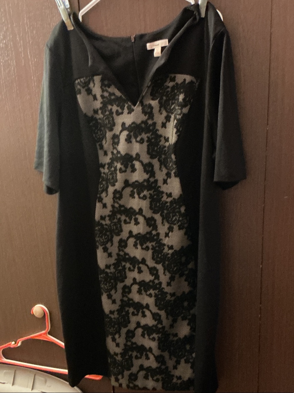Black and Gray Lace-Panel Women's Dress